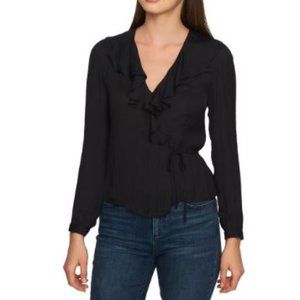 1. State Nordstrom Black Dot Jacquard Women's XL Wrap Top Blouse